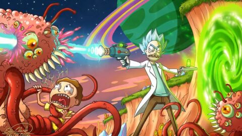Rick and Morty Killing Alien Monsters from Portal
