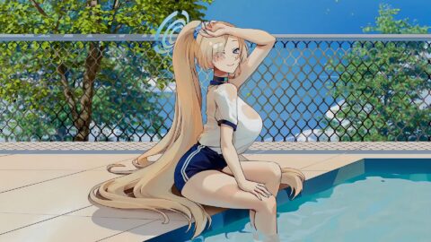 Asuna by the Pool Blue Archive – Live Wallpaper thumbnail 1