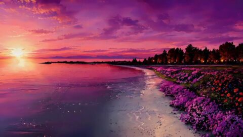 Dreamscape Shore | Fantasy Landscape | Purple Sunset