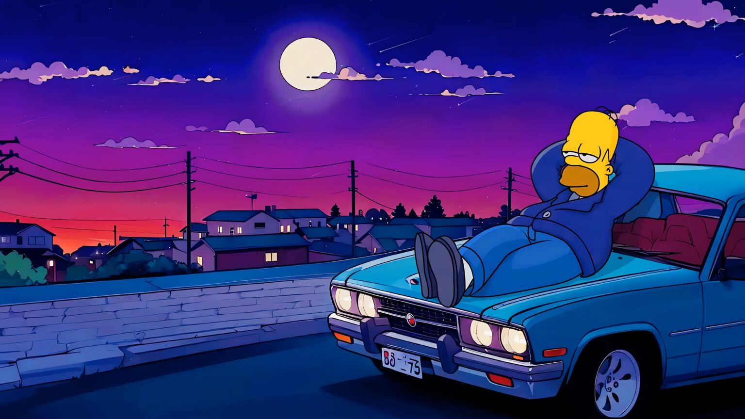 Bart & Homer Simpsons Chill Drive - LiveWallpapers4Free.com