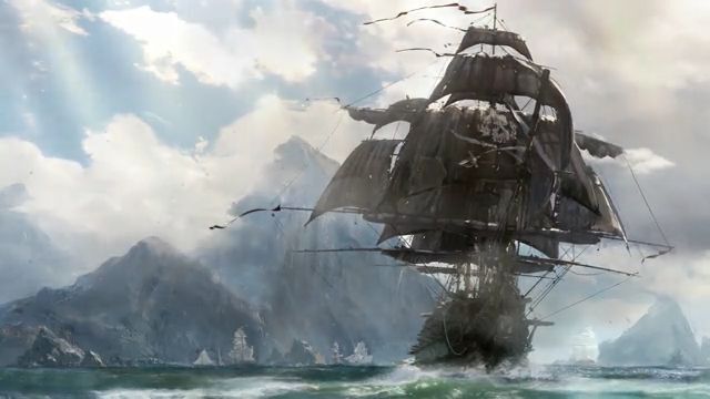 Pirate Ship in the Bay | Sea | Clouds - Video Theme ...