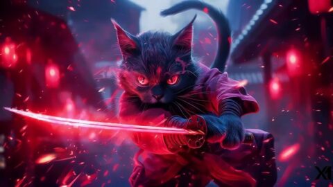 Sameowrai with Katana | Neo Monsters Video Game – Live Wallpaper thumbnail 1