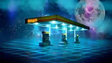 Cosmic Gas Station | Planet | Retro Wave 4K – Live Wallpaper