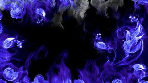 Blue Flowers and Dark Smoke Abstract Artwork – Free Live Wallpaper thumbnail 1