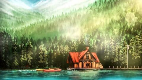 Live Wallpaepr – House on the River Bank Fantasy Landscape thumbnail 1