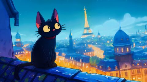 Cartoon Cat – Eiffel Tower | Paris