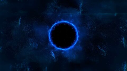 Black Hole Glowing Deep Blue