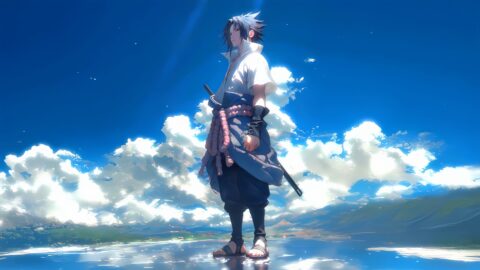 Sasuke on the Background of White Clouds