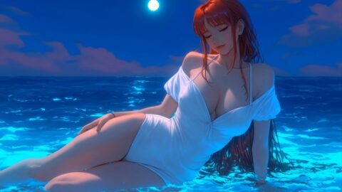 Makima Posing in the Water – Chainsaw Man