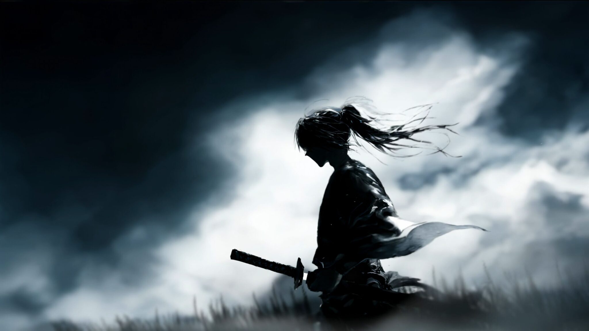 The Autumn Wind Field and Samurai 4K Quality - LiveWallpapers4Free.com