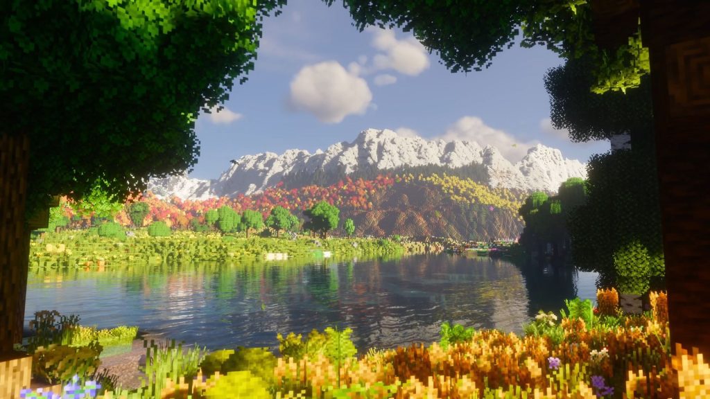 Autumn Above the World of Minecraft - LiveWallpapers4Free.com