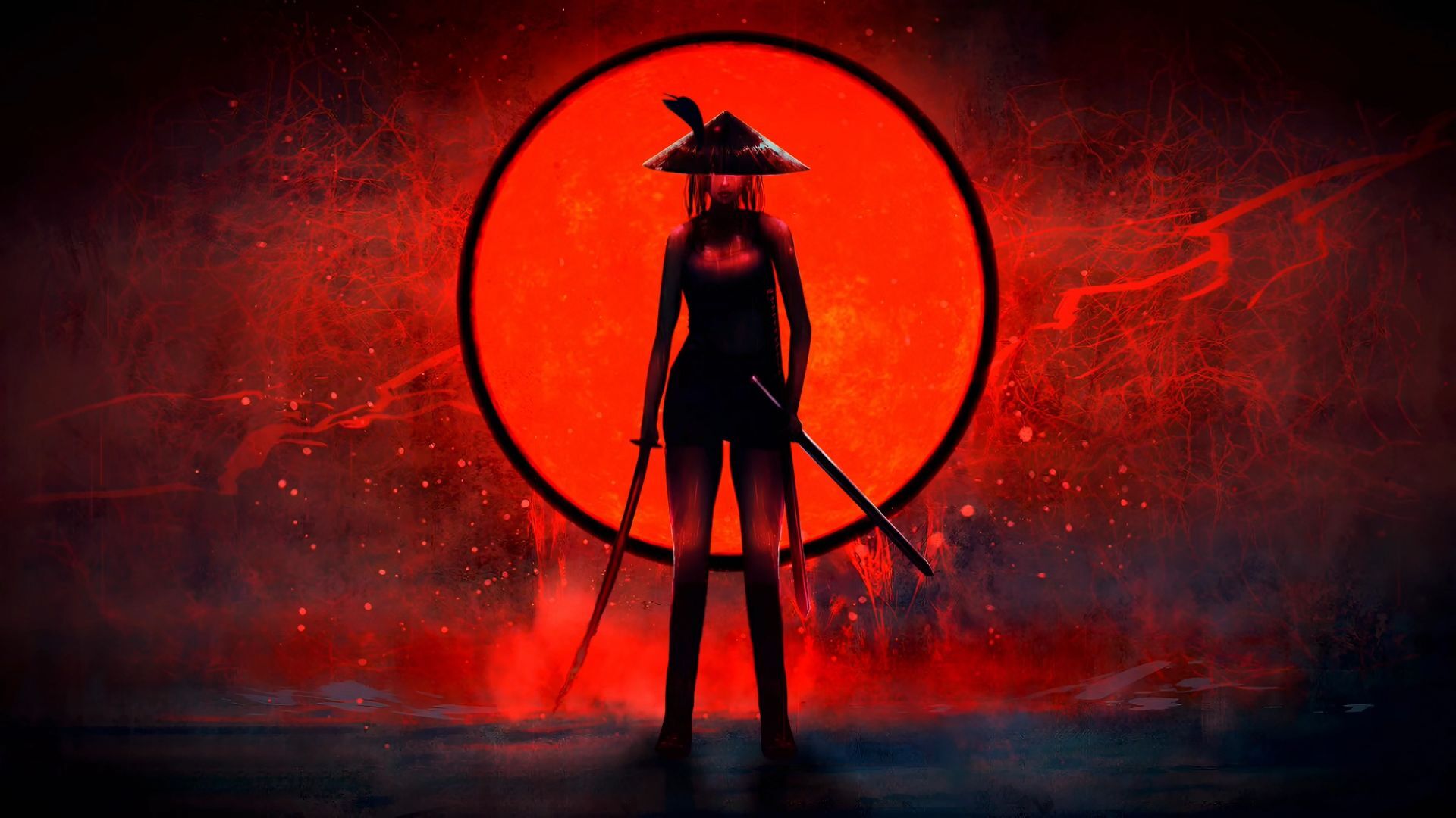 Crimson Moon Samurai - LiveWallpapers4Free.com
