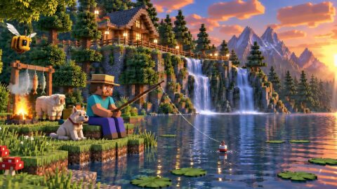 Minecraft – a Peaceful Fishing Day